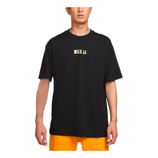 Футболка Men's Nike Loose Logo Geometry Pattern Printing Sports Short Sleeve Black T-Shirt, мультиколор