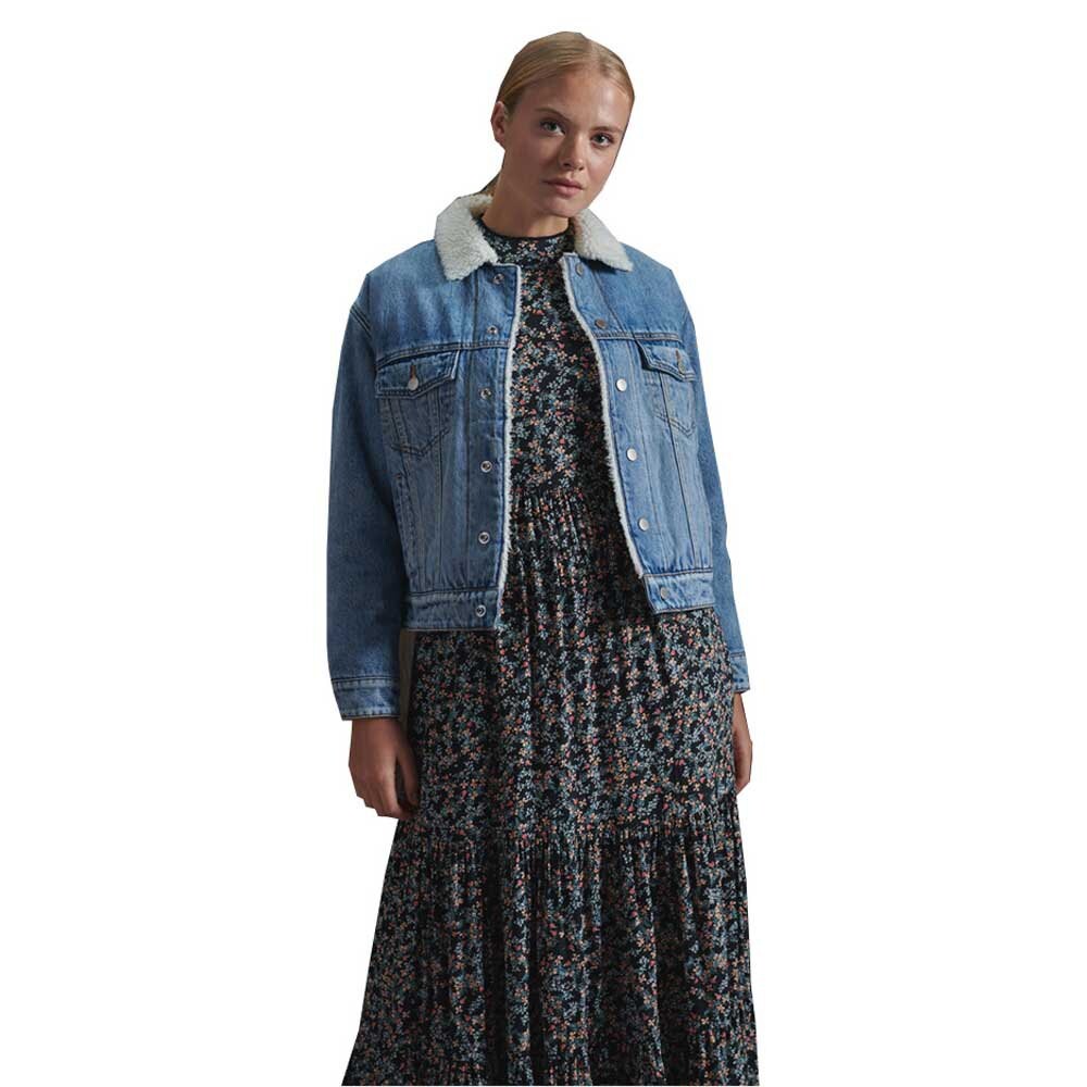 

Куртка Superdry Boyfriend Sherpa, синий