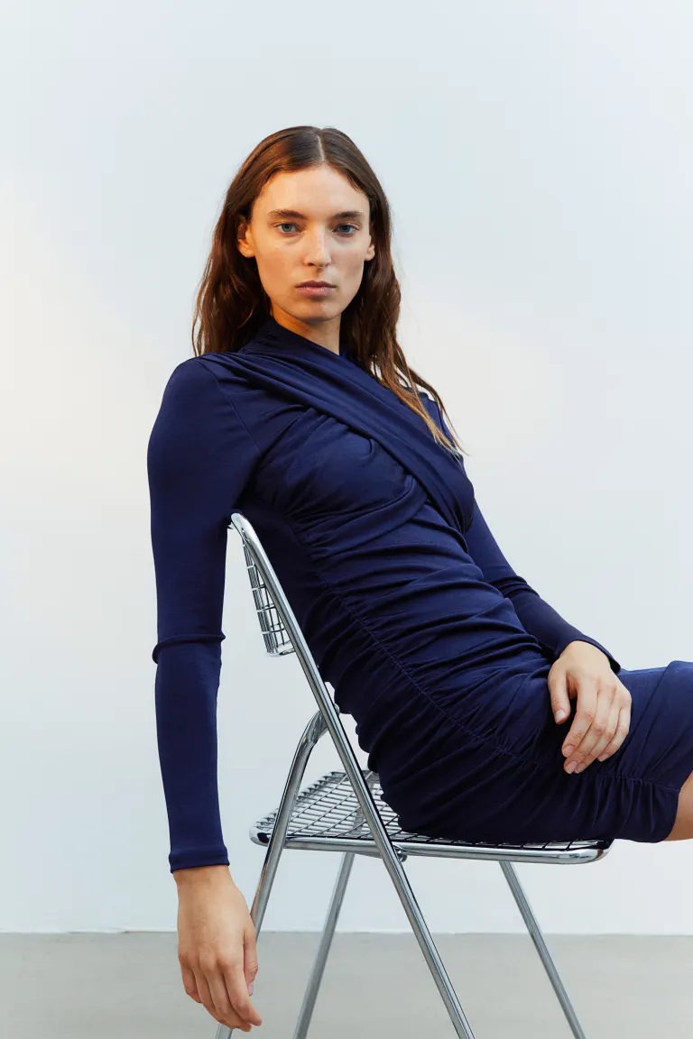 

Платье из джерси с драпировкой H&M, синий