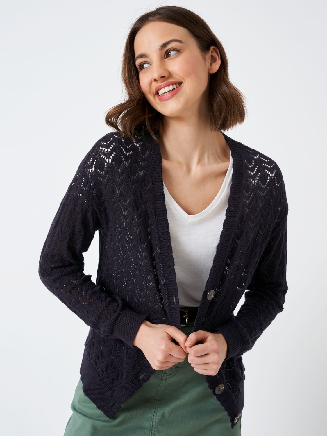 

Кардиган Crew Clothing с фестончатым краем, темно-синий