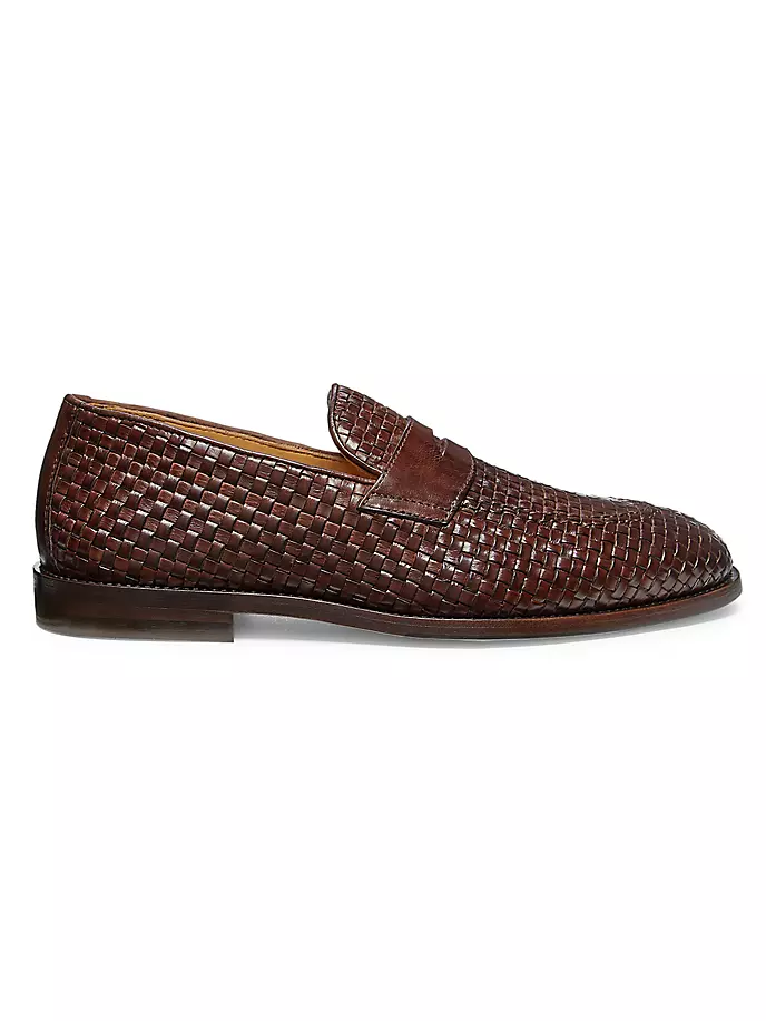 

Кожаные тканые пенни-лоферы Brunello Cucinelli, коричневый