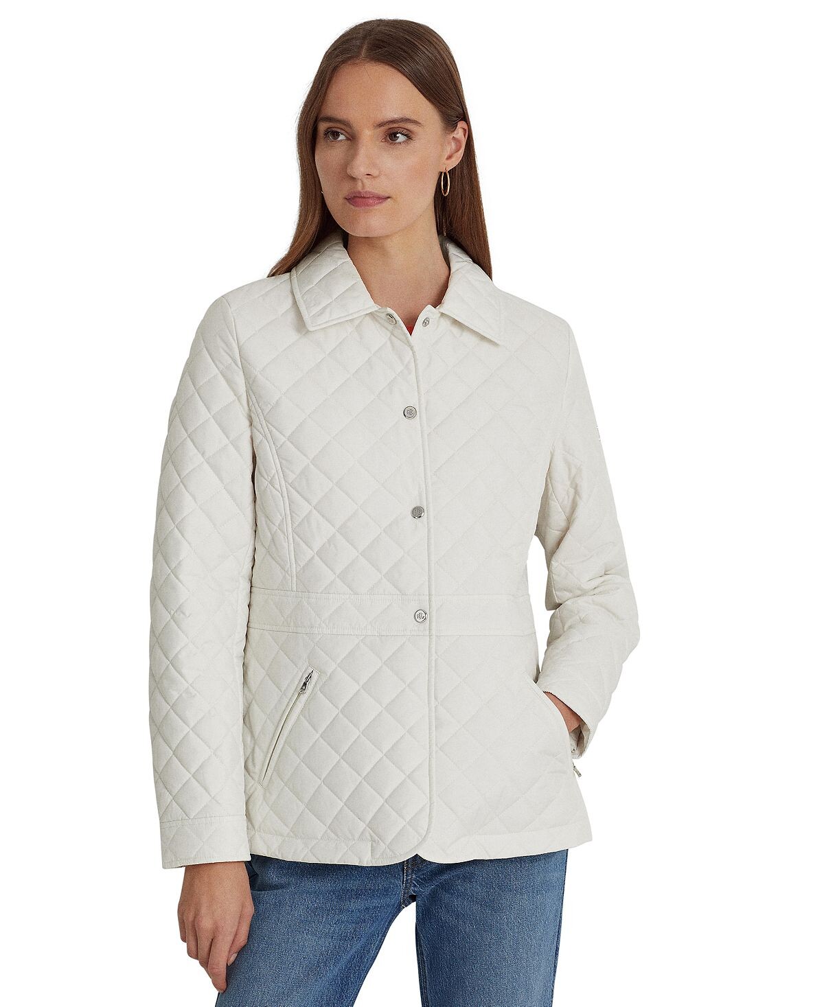 

Женское стеганое пальто с баской Lauren Ralph Lauren