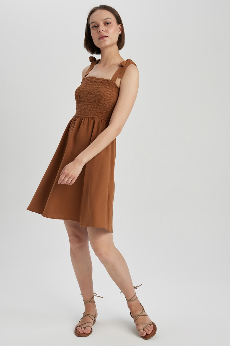 Вырезное платье с квадратным вырезом Defacto, коричневый