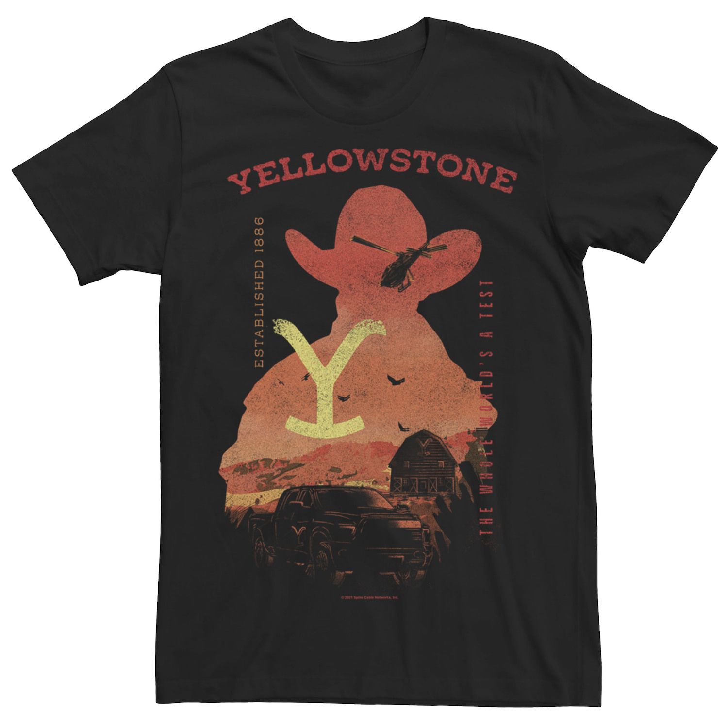 Мужская футболка с потертостями и плакатом Йеллоустонский закат Licensed Character фото