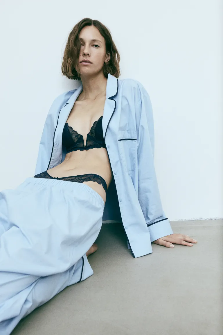 

Комплект из 2 кружевных стрингов H&M, синий