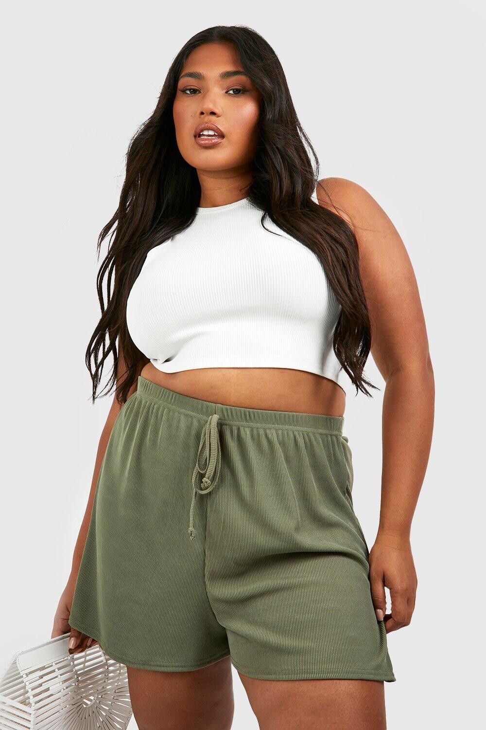 

Шорты для бега plus rib с разделением Boohoo, хаки