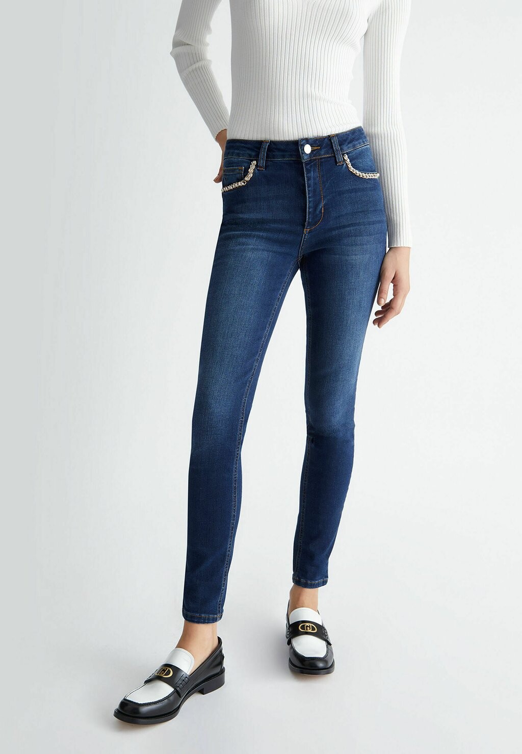

Джинсы Skinny Fit With Jewel Accessory LIU JO, цвет blue denim