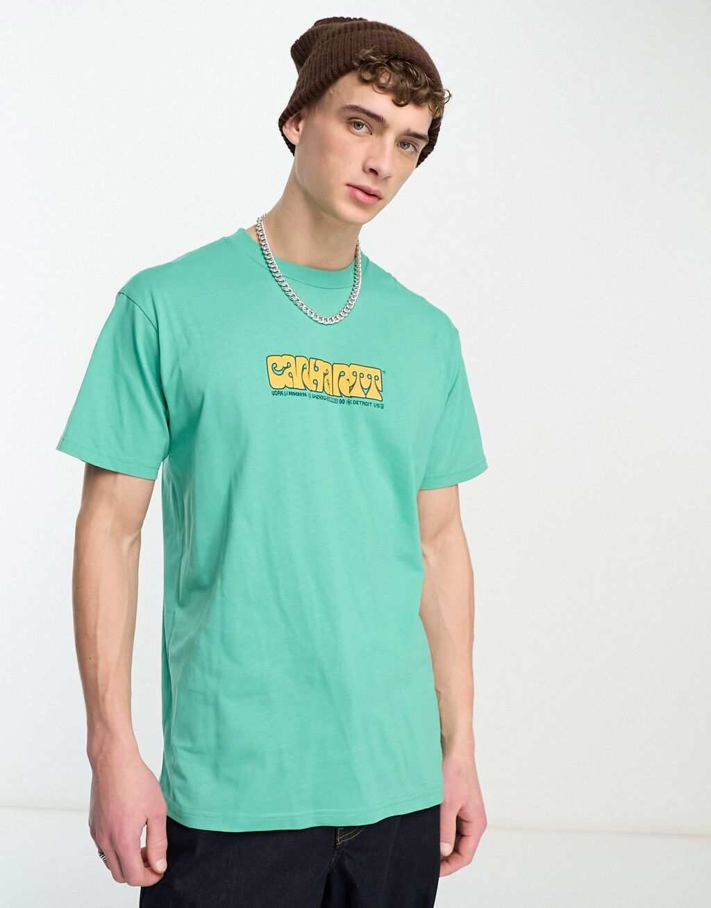 

Зеленая футболка с надписью Carhartt WIP Heat