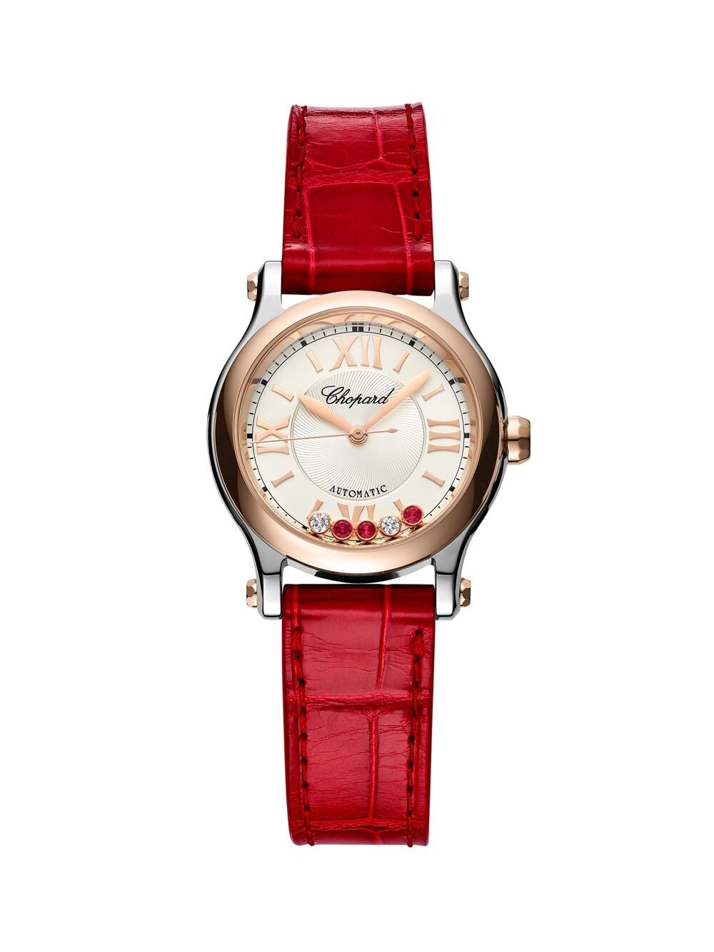 

Часы Happy Sport с ремешком из кожи аллигатора Chopard, красный