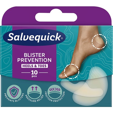 Смесь для предотвращения образования волдырей на пятках и пальцах ног — подушечки для ран, упаковка из 10 шт., Salvequick