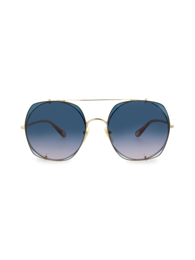 

Квадратные солнцезащитные очки 56MM Chloé, цвет Gold Blue