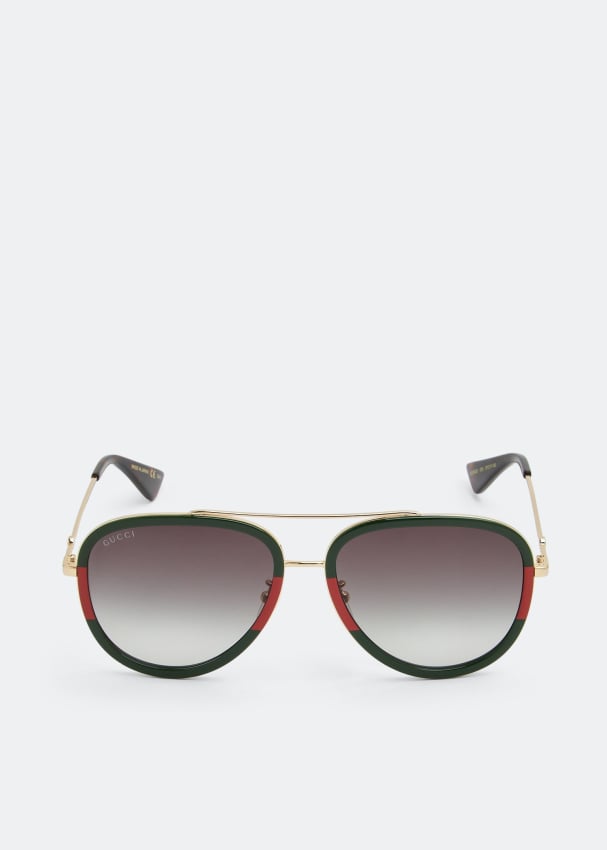 Солнцезащитные очки Gucci Aviator Metal, черный солнцезащитные очки lero авиаторы оправа металл градиентные золотой