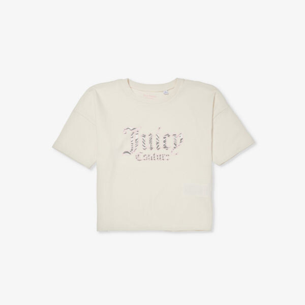

Футболка из хлопкового трикотажа с логотипом и короткими рукавами 8–16 лет Juicy Couture, цвет vanilla ice