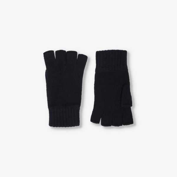 Кашемировые перчатки без пальцев в рубчик Johnstons, черный