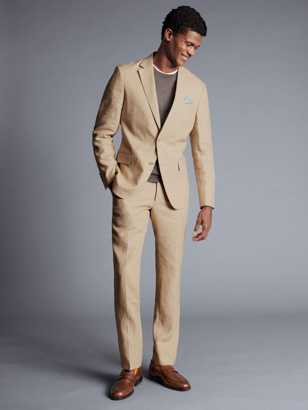 

Льняная куртка приталенного кроя Charles Tyrwhitt, коричневая, Коричневый
