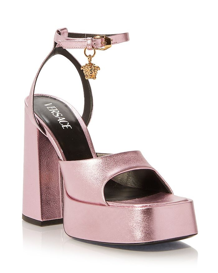 

Женские босоножки на платформе с высоким каблуком и логотипом Versace