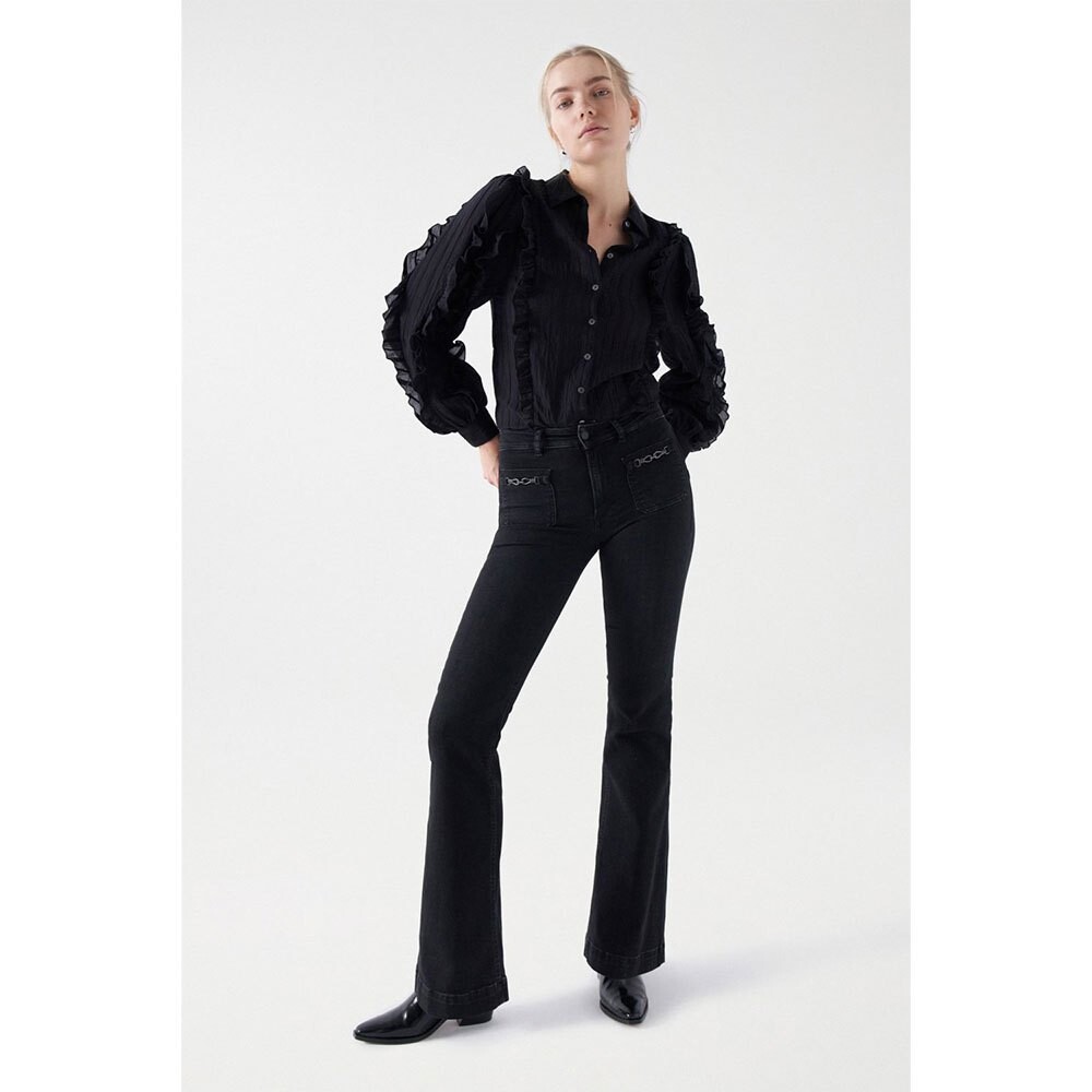

Блуза с коротким рукавом Salsa Jeans Ruffle Sleeve, черный