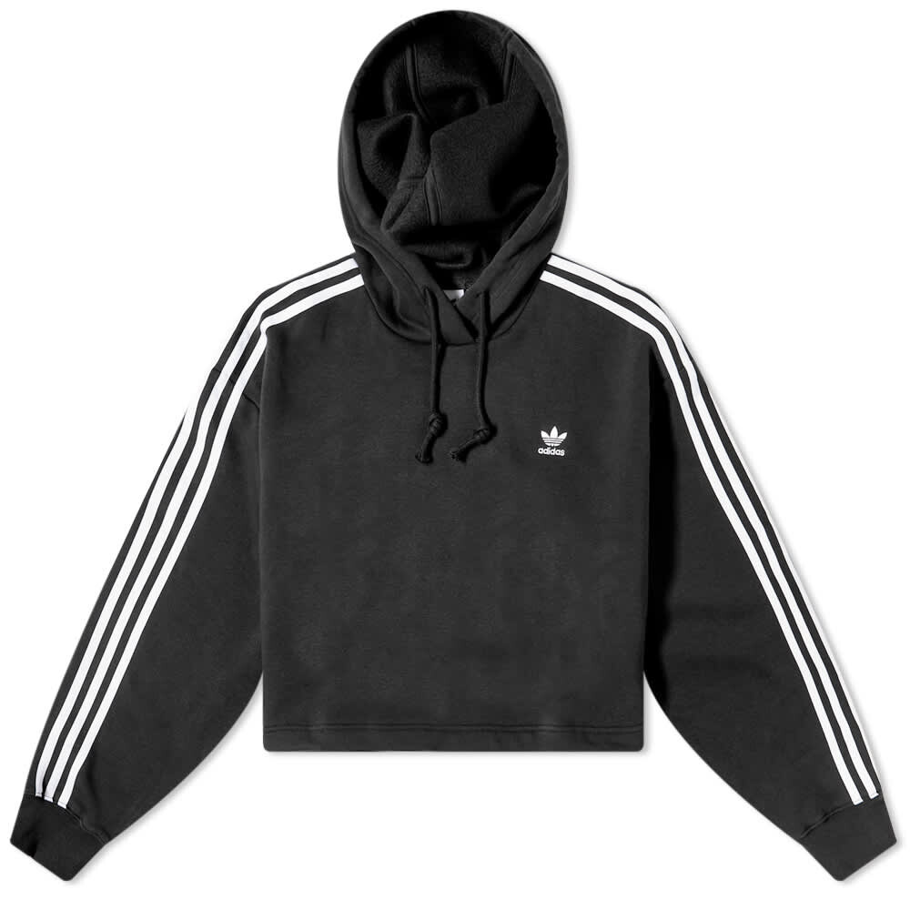 

Укороченная толстовка Adidas с 3 полосками, черный