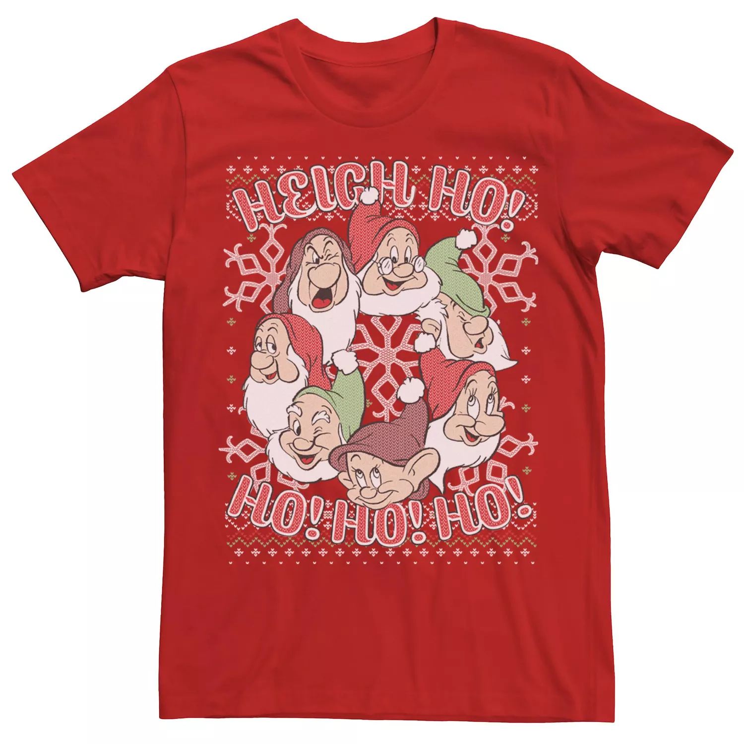 Мужская футболка-свитер Disney Snow White Seven Dwarf Ugly Christmas Licensed Character, красный