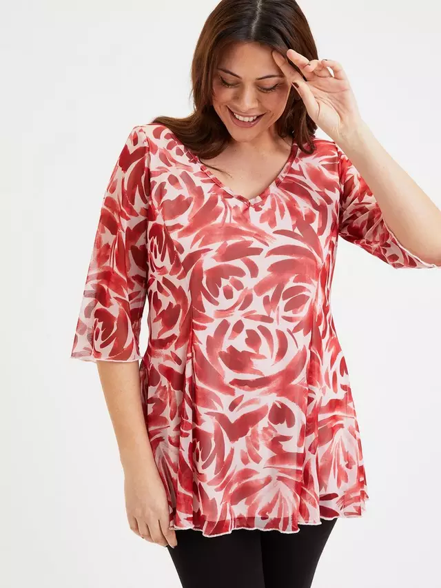 

Топ Scarlett & Jo Rose Batique V-Neck Tunic, цвет red/pink