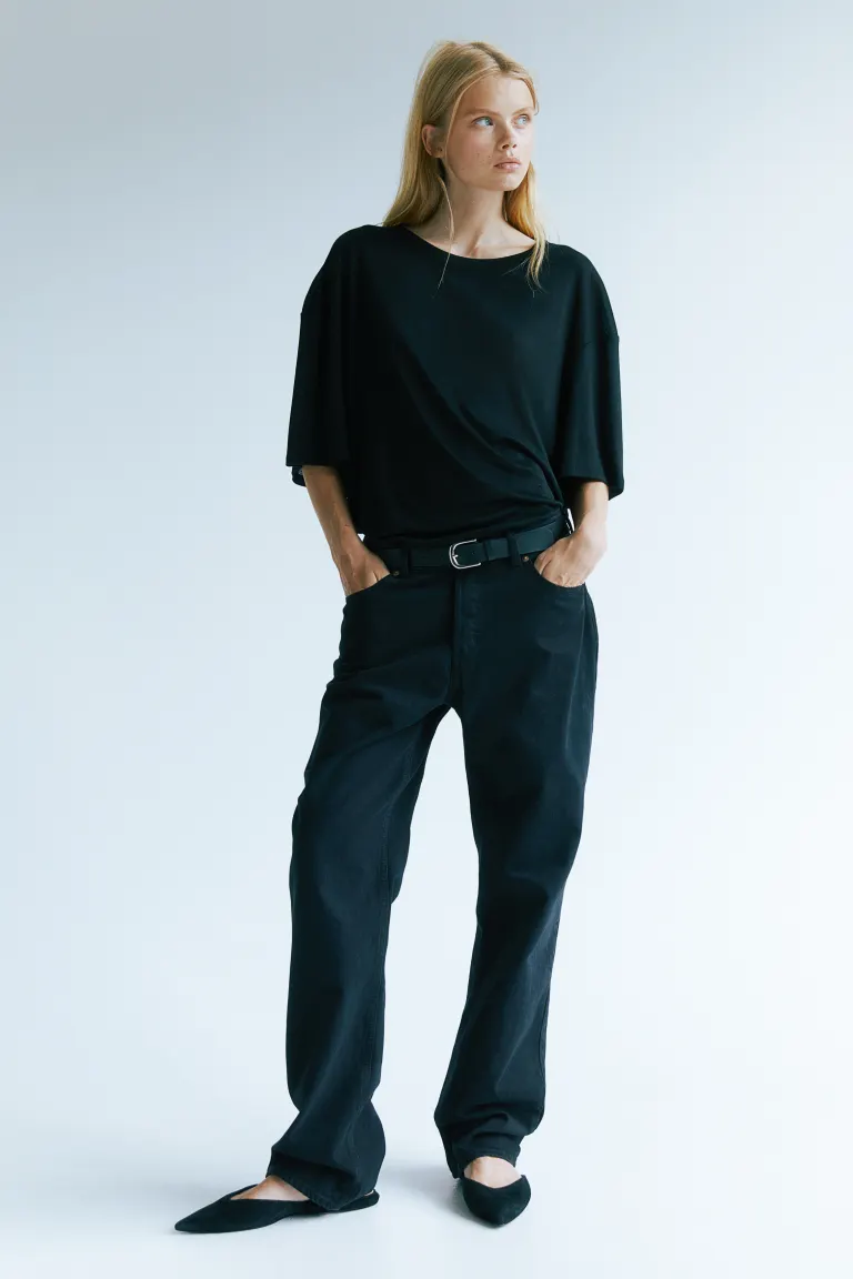 

Объемная футболка из лиоцелла H&M, черный