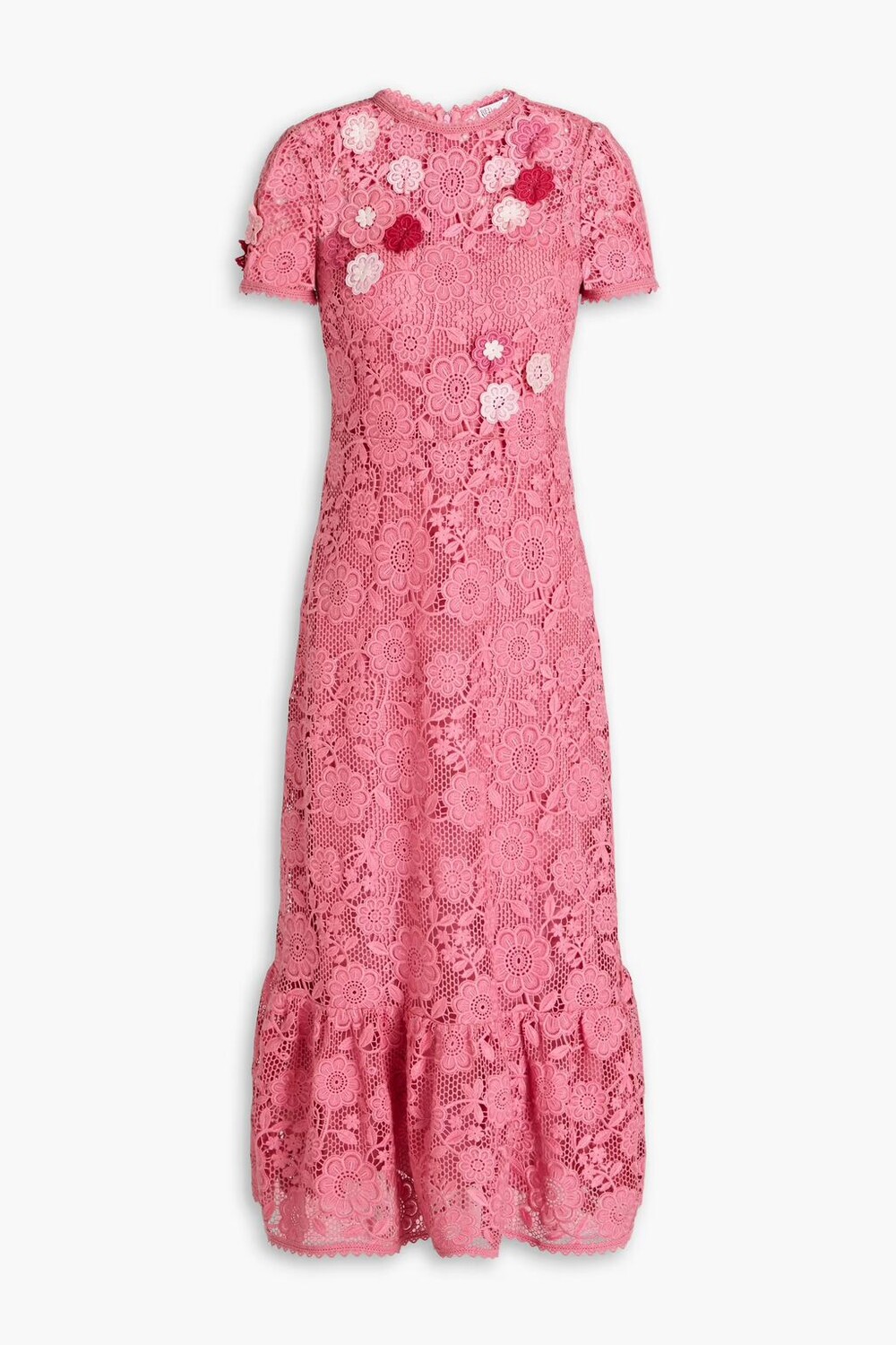 

Платье миди из кружева макраме с цветочной аппликацией Redvalentino, розовый