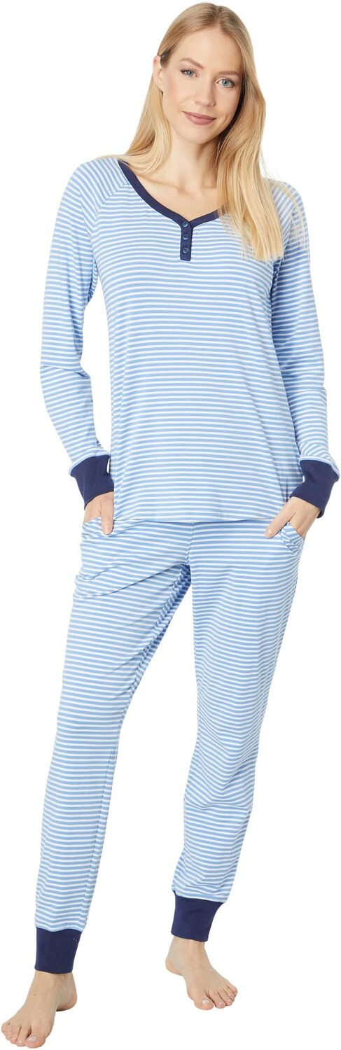 

Супермягкий безусадочный комплект для отдыха в полоску L.L.Bean, цвет Arctic Blue Stripe