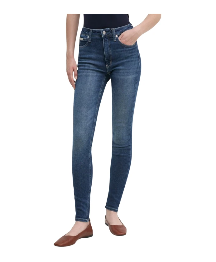 

Джинсы скинни с высокой посадкой из денима Calvin Klein Jeans, синий