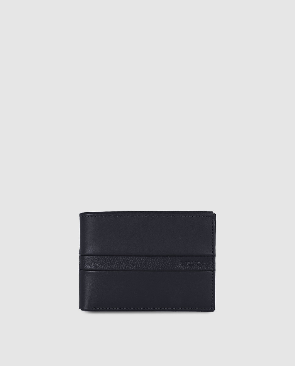 кошелек черный Мужской кожаный кошелек Miguel Bellido черного цвета с фирменными деталями Miguel Bellido, черный