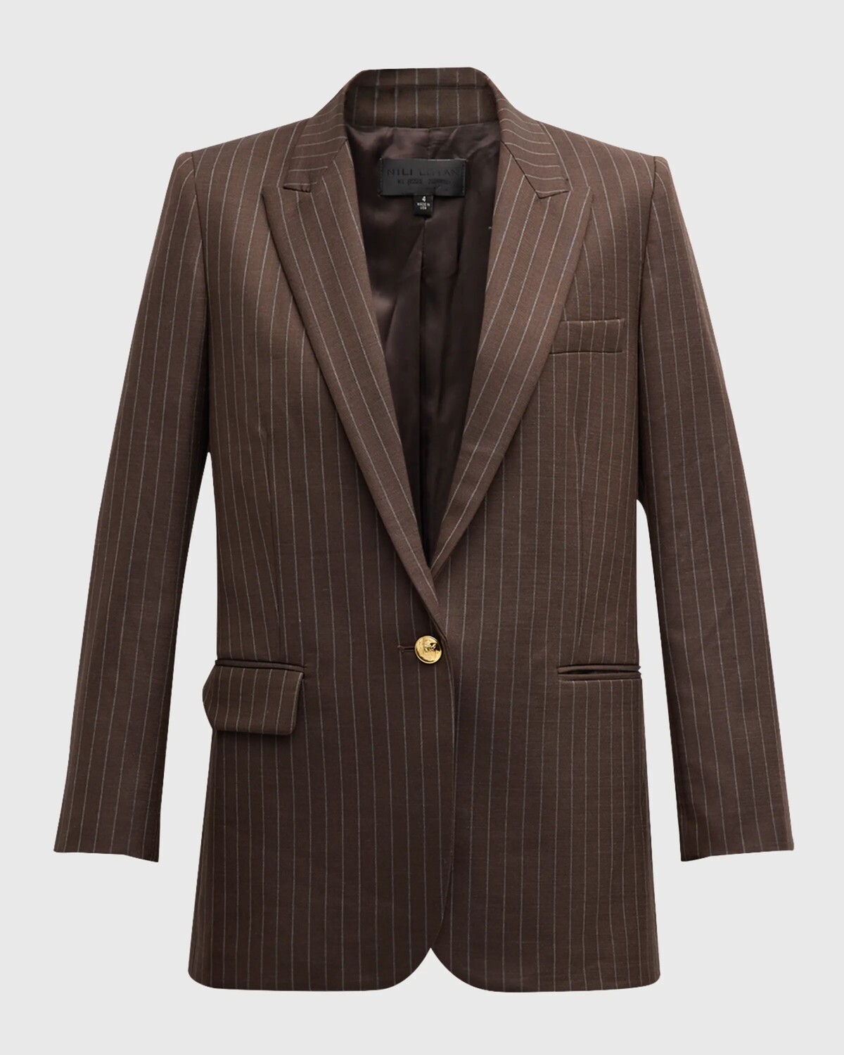 

Блейзер Diane из шерстяного твила Nili Lotan, цвет Brown Pinstripe