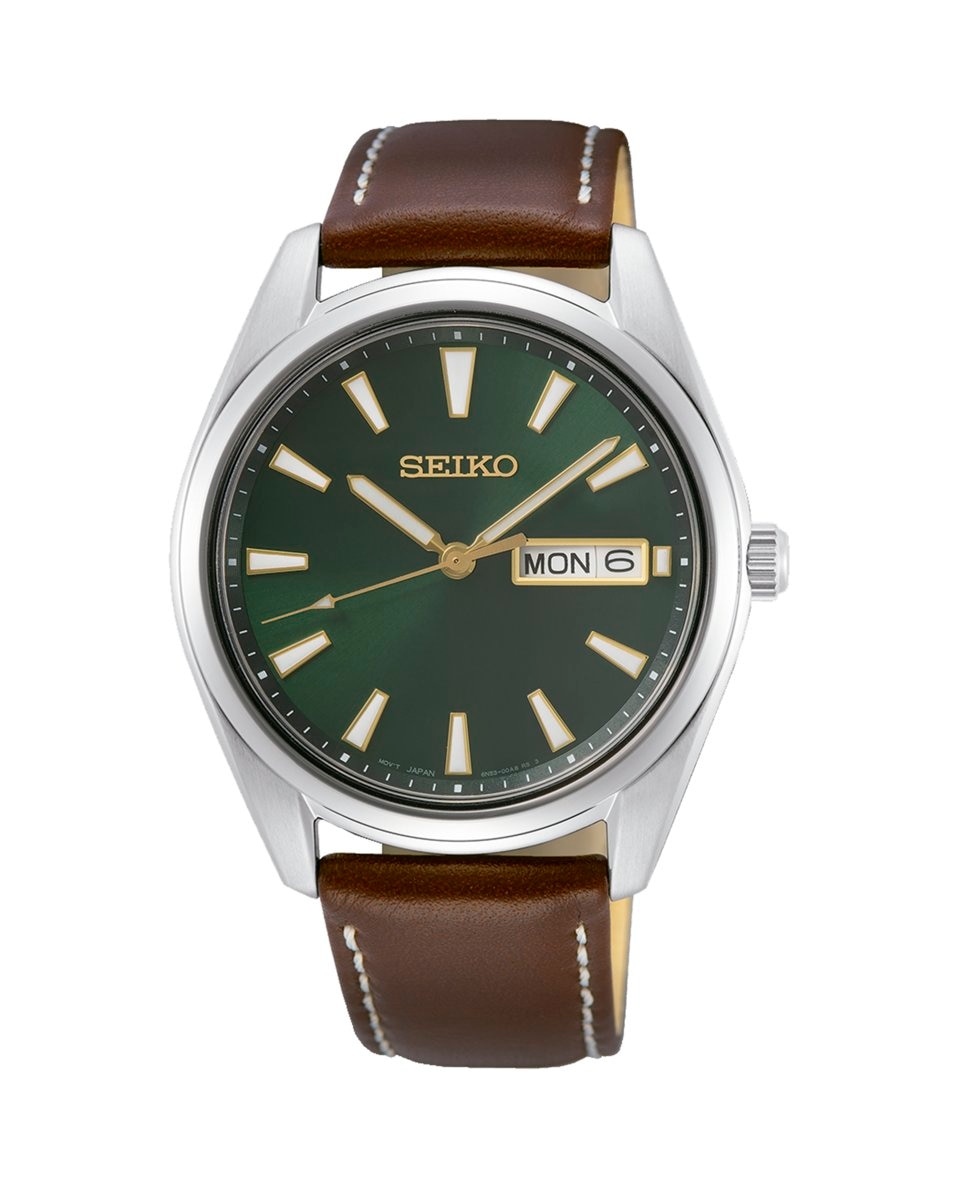 Мужские часы Neo classic SUR449P1 из кожи с коричневым ремешком Seiko, коричневый