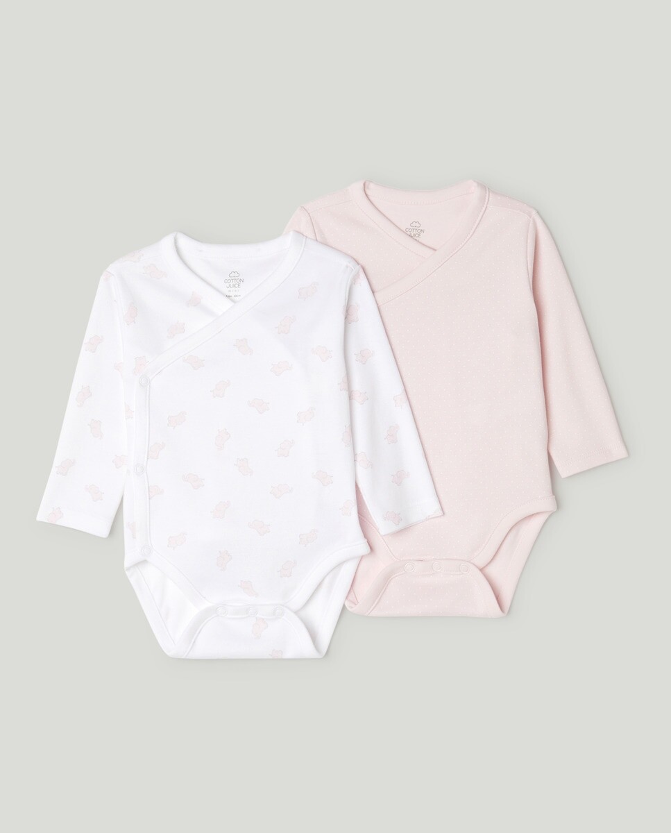 

Комплект из двух детских боди с длинными рукавами. Cotton Juice, разноцветные