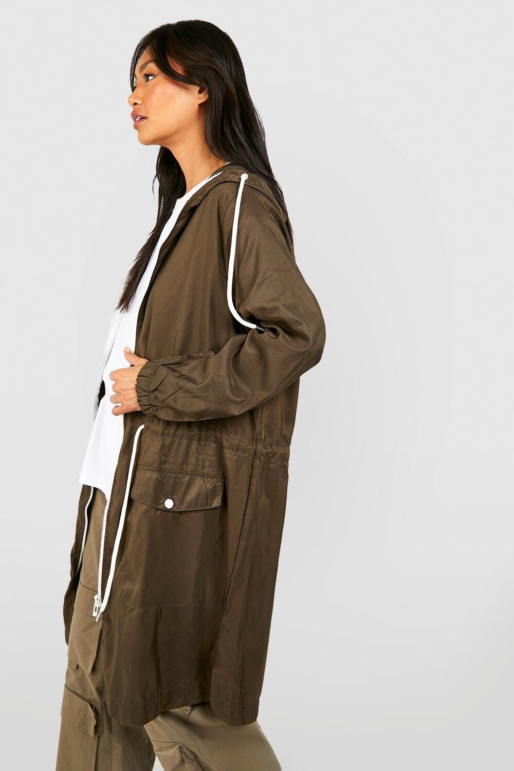 

Длинный фестивальный Mac с капюшоном boohoo, хаки