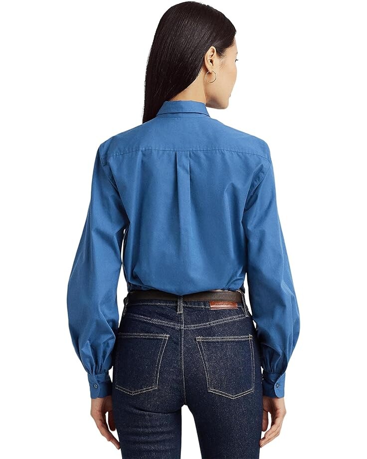 

Рубашка LAUREN Ralph Lauren Twist-Front Broadcloth Cropped Shirt, цвет Frosted Lapis