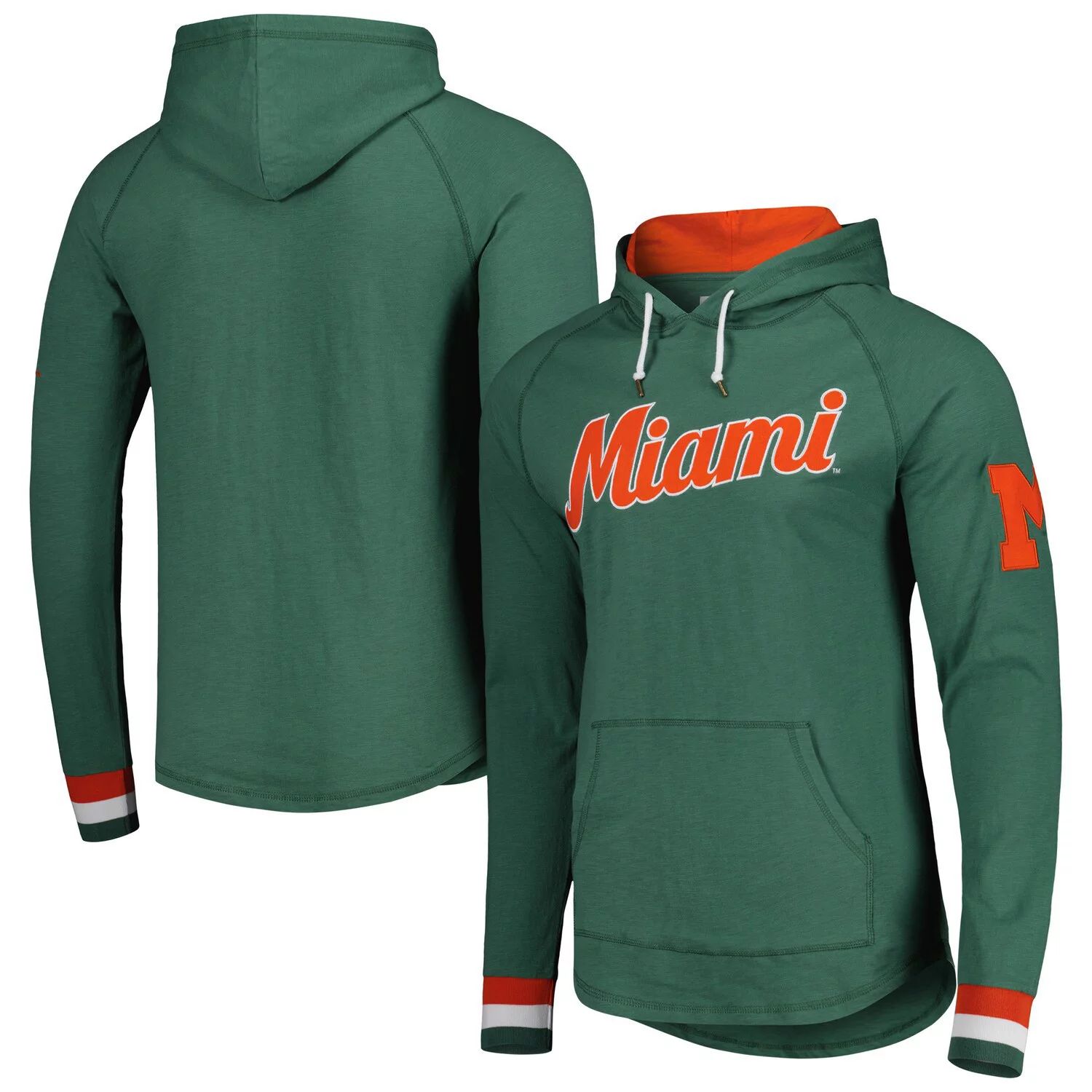 цена Мужской пуловер с капюшоном Mitchell & Ness Green Miami Hurricanes Legendary реглан
