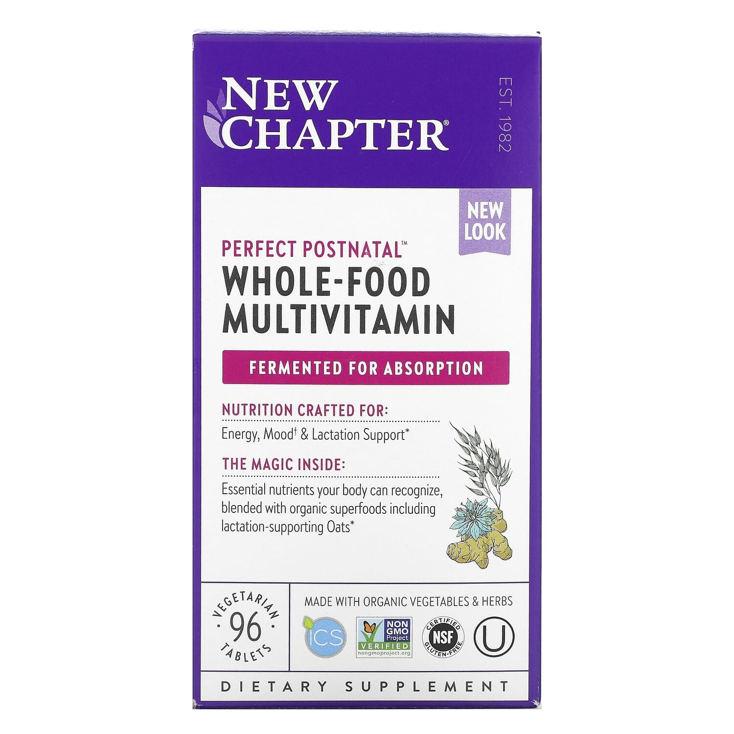 

Perfect Postnatal, мультивитамины из цельных продуктов, 96 вегетарианских таблеток, New Chapter