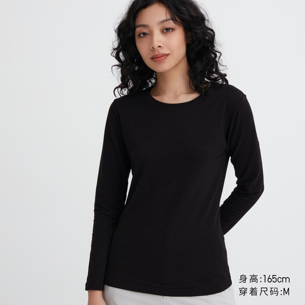 

Женская футболка Uniqlo Duo Nuan HEATTECH с круглым вырезом, черный