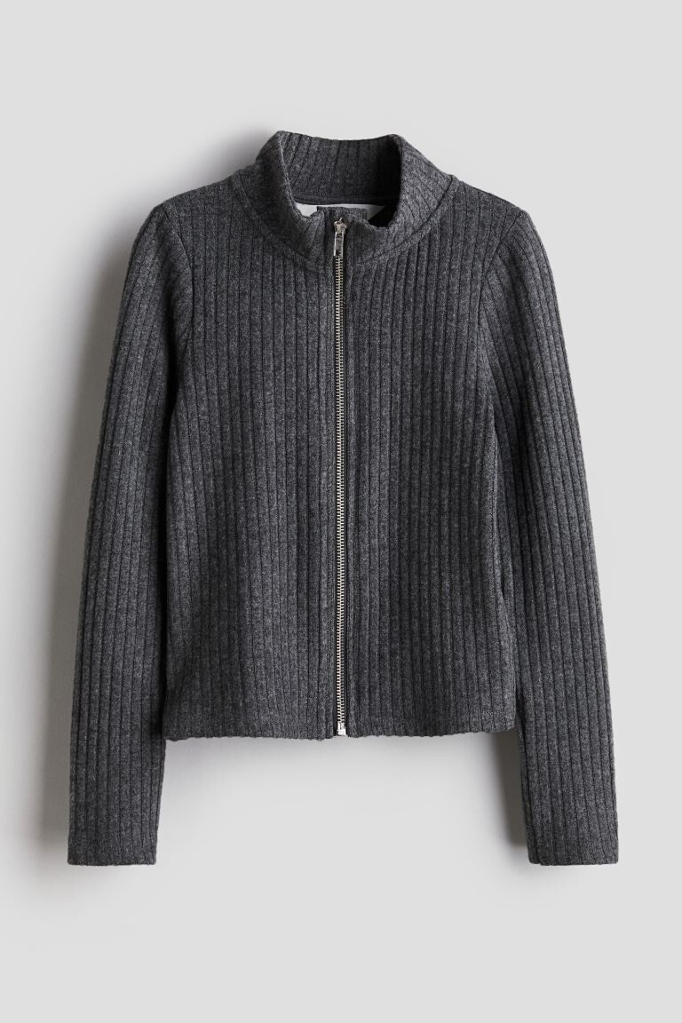 

Кардиган в рубчик на молнии H&M, серый