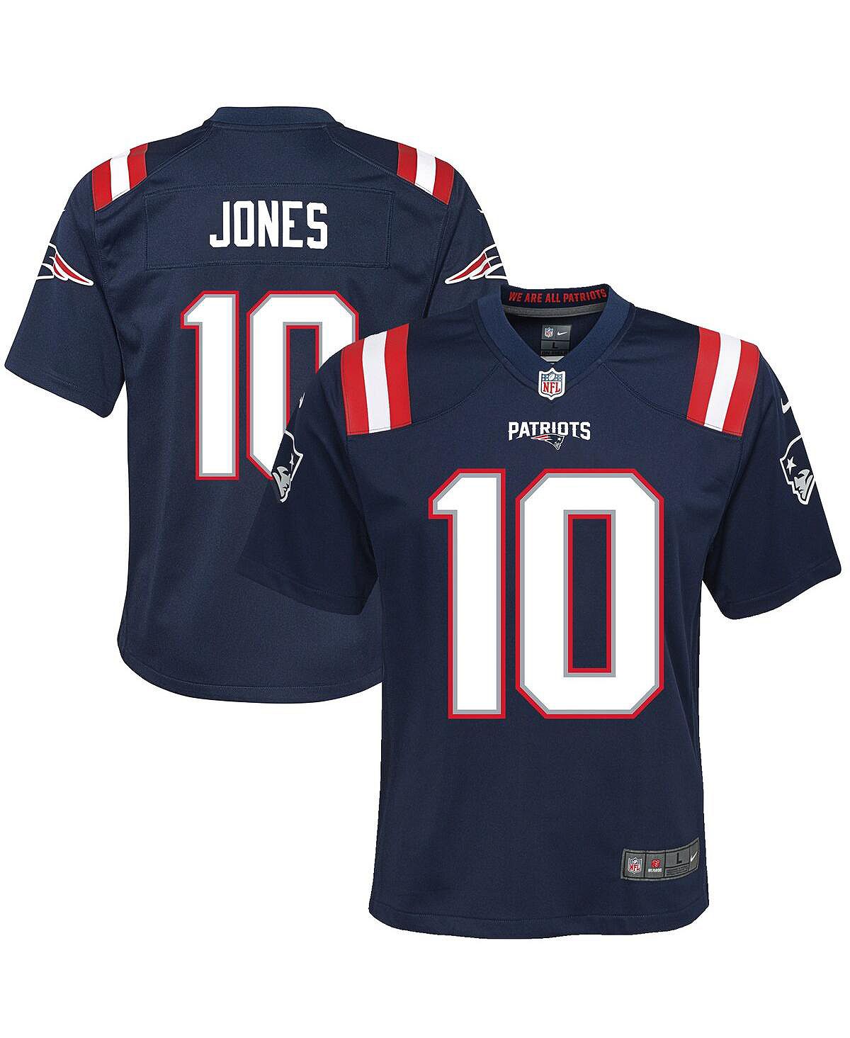 

Джерси Big Boys Mac Jones Navy New England Patriots 2021, выбор первого раунда драфта НФЛ Nike