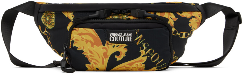

Черно-золотая поясная сумка Couture с цепочкой Versace Jeans Couture