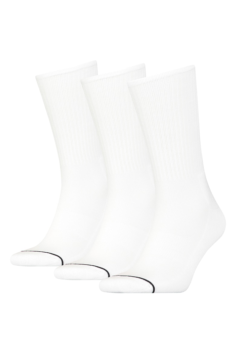 Носки длинные с логотипом - 3 пары Calvin Klein, белый