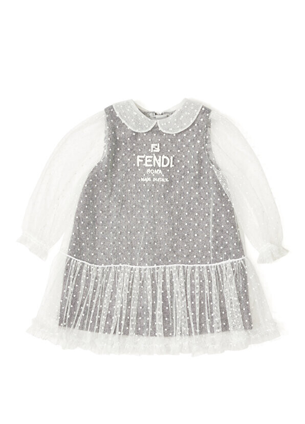 

Серо-белое платье с логотипом для девочки Fendi