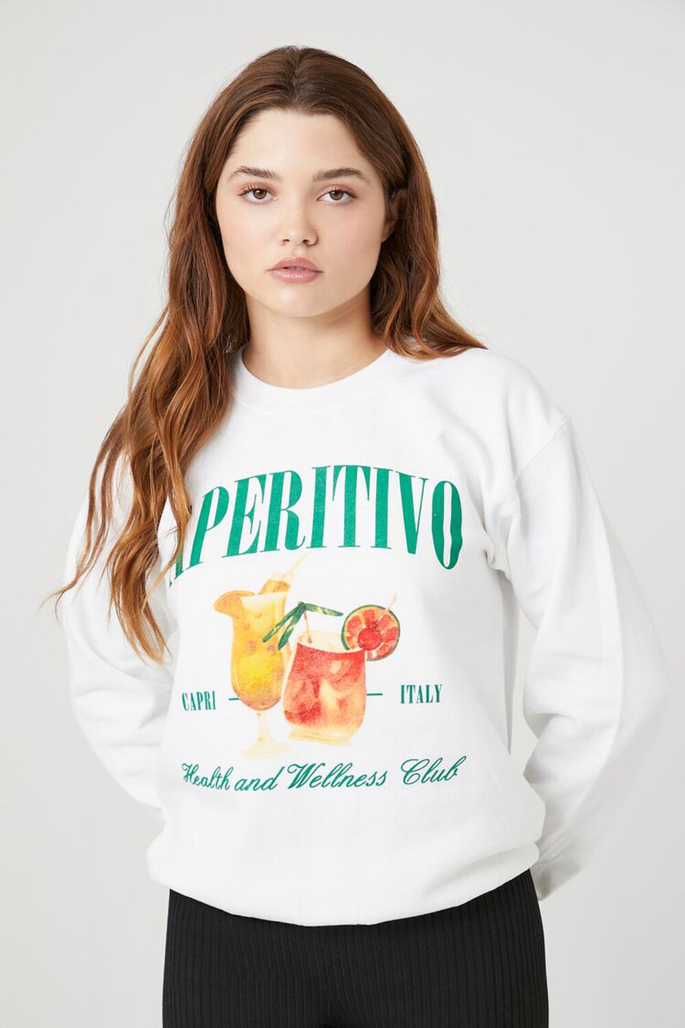 Флисовый пуловер с графическим рисунком Aperitivo Forever 21, белый