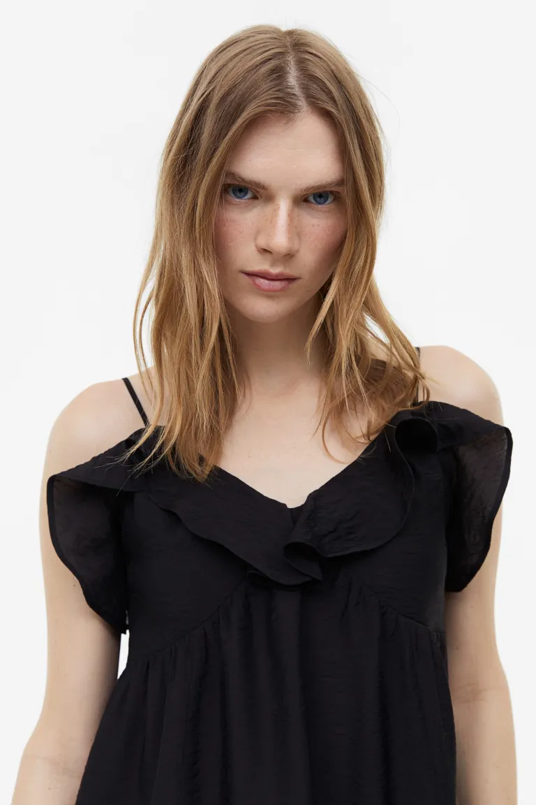 Платье без рукавов с треугольным вырезом H&M, черный