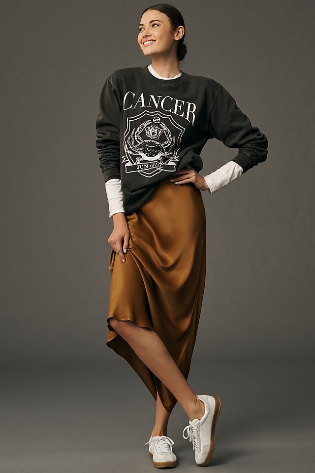 

Толстовка Girl Dangerous x Anthropologie Zodiac Collegiate с принтом рака, черный
