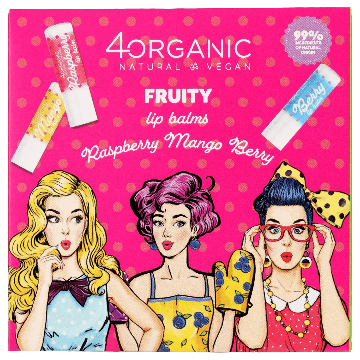 

Набор: бальзам для губ 4Organic Pin Up Girl, 3x5 гр