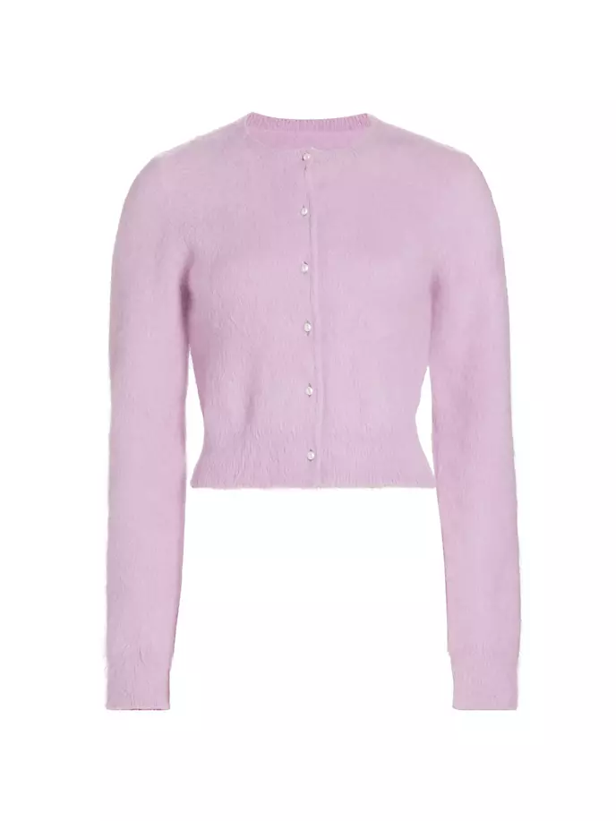 

Вязаный кардиган на пуговицах из ангоры Maison Margiela, цвет acid lavender