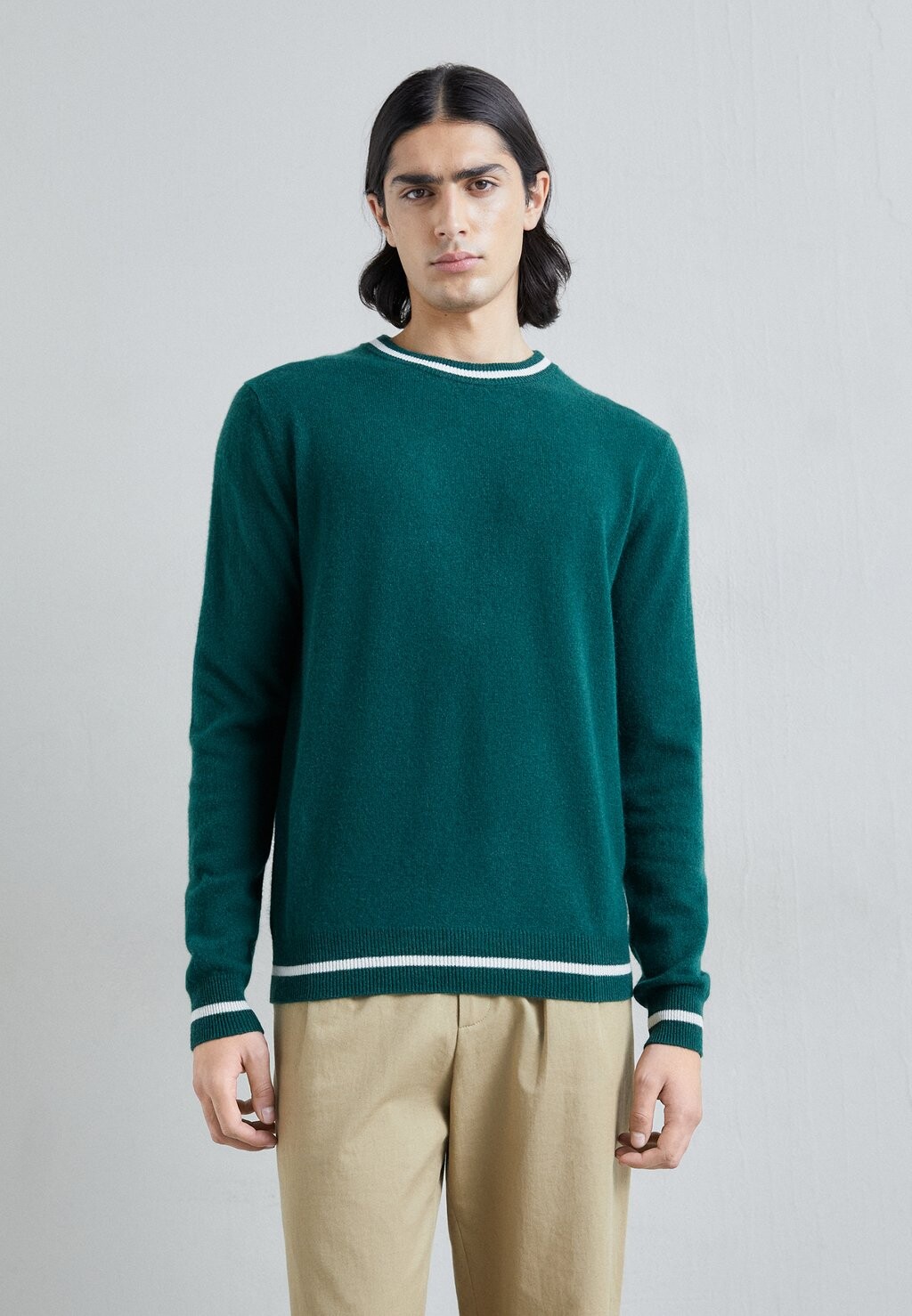 

Свитер Cashmere Stripe Crew KNITID, цвет estate/white ice