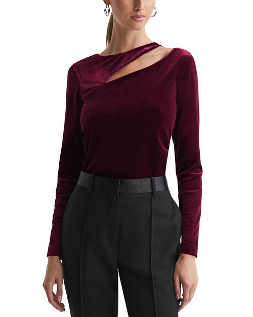 

Бархатный топ Mila с вырезами REISS, цвет Red