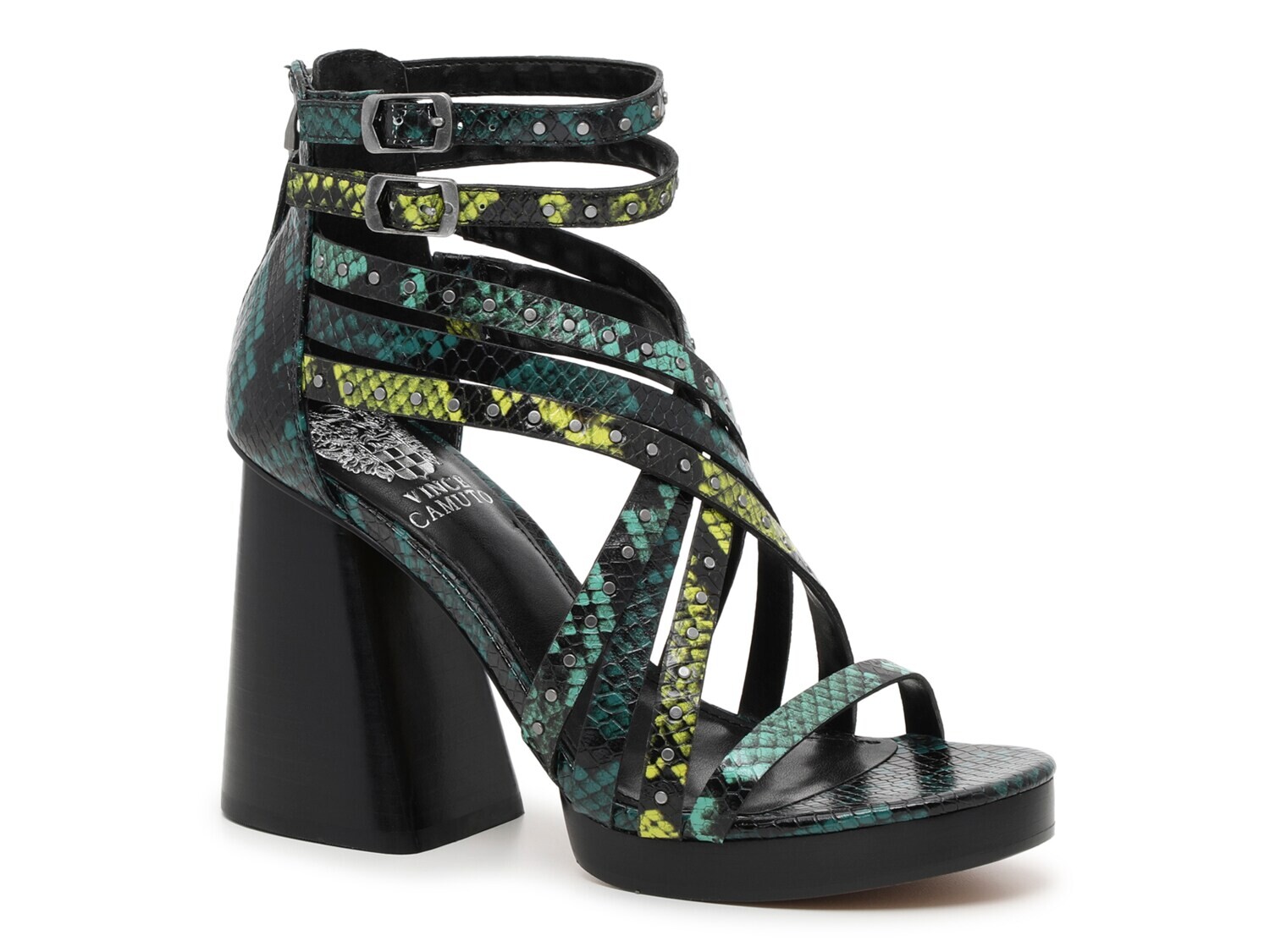 

Сандалии Vince Camuto Nanthie на платформе, черный / неоново-зеленый